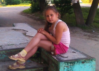 small girl in shorts