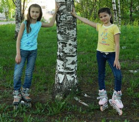 small girl in shorts